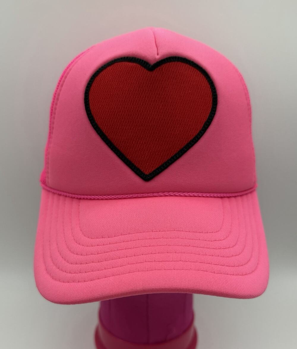 Aviator Nation Pink Trucker Hat with Red Heart Patch